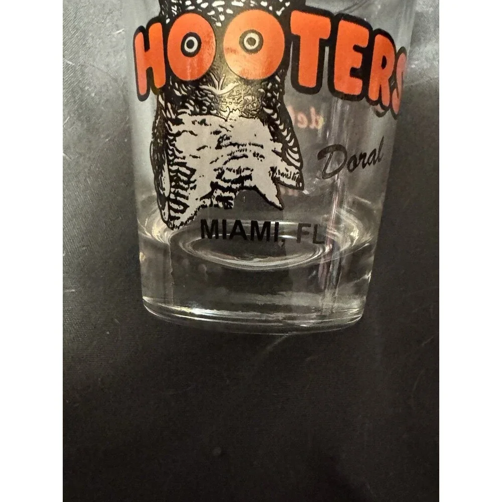 Vintage Hooters Doral Miami FL Shot Glass Souvenir Owl Logo Barware